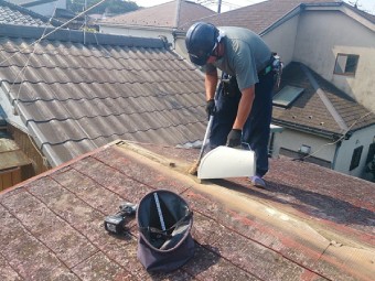 棟板金の撤去と掃除