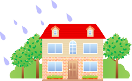 お住まいに雨が降るイラスト
