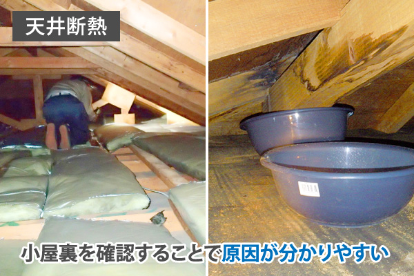 小屋裏を確認することで原因が分かりやすい