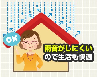 ガルバリウム鋼板は雨音がしにくいのも特徴