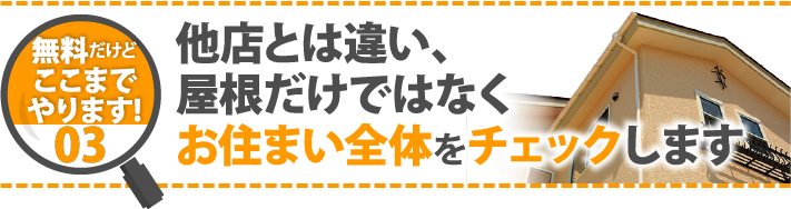 無料だけどここまでやります！03　他店とは違い、屋根だけではなくお住まい全体をチェックします