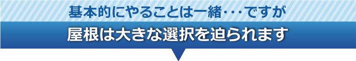 基本的にやることは一緒・・・ですが屋根は大きな選択を迫られます