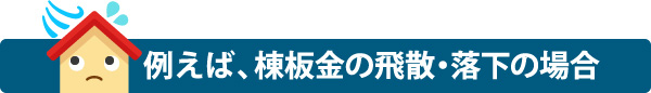 例えば、棟板金の飛散・落下の場合