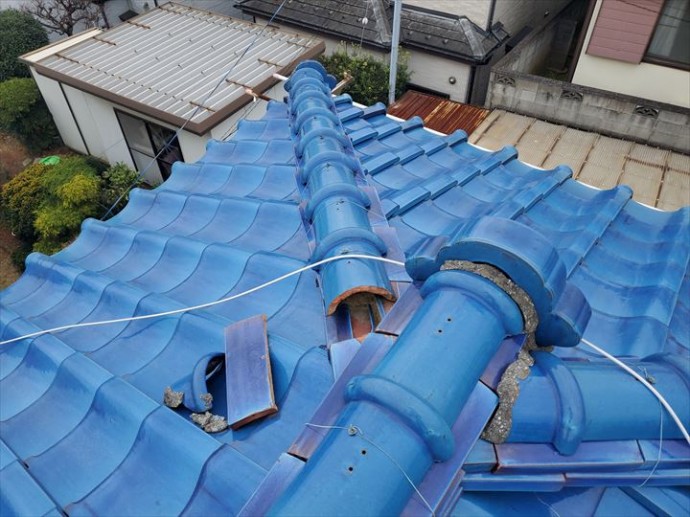 20191222_102246市川市稲荷木_瓦屋根調査 台風の影響で冠瓦が外れてしまいました