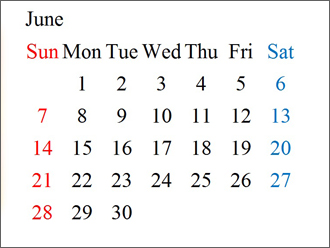 6月カレンダー