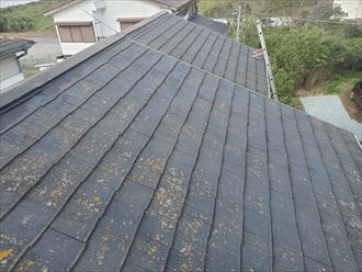 船橋市東町にて塗膜が剥がれたスレート屋根調査