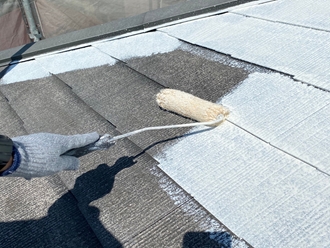 スレート屋根、下塗り