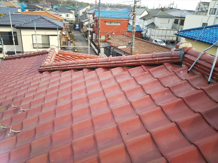 令和元年房総半島台風の影響でのし瓦が外れた隅棟の棟取り直し工事完了