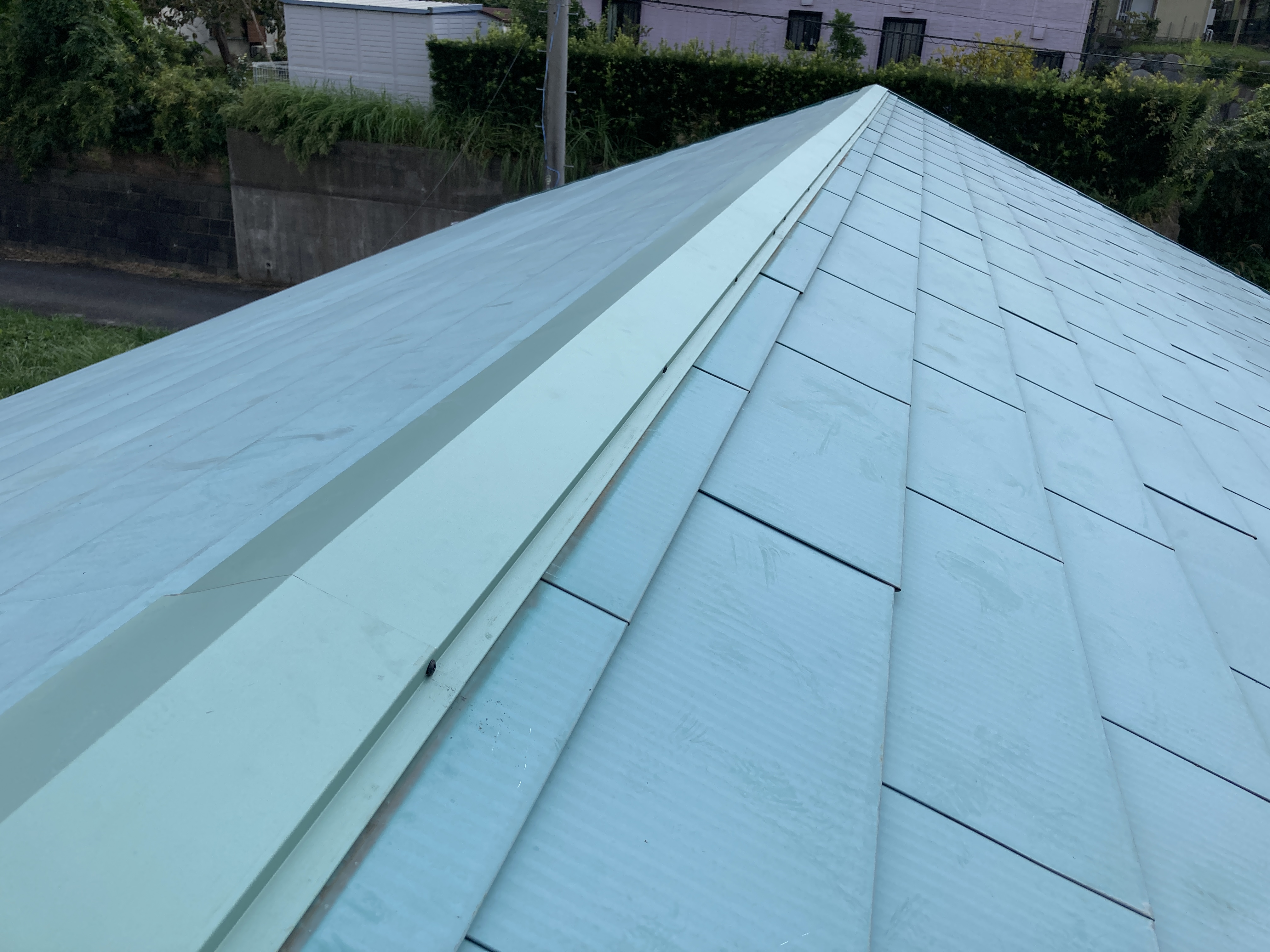 木更津市矢那にて昨年の台風による被害状況の確認 メンテナンスとして棟板金交換工事を行いました