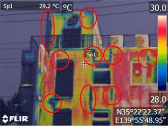 南面外壁の赤外線カメラ