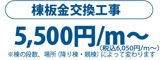 棟板金交換工事 6,000円/m～