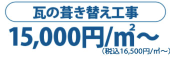 瓦の葺き替え工事 19,000円/m2～