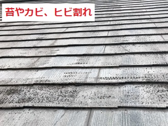 スレート屋根塗膜剥がれ