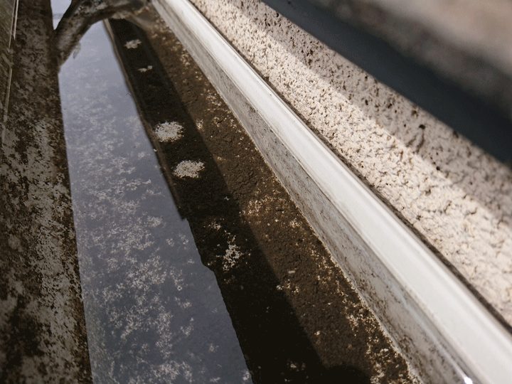 水のたまった雨樋