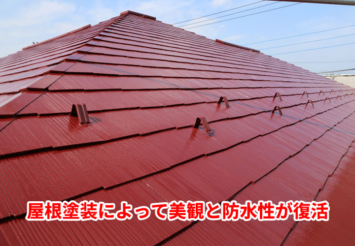 屋根塗装によって防水性と美観が回復した屋根