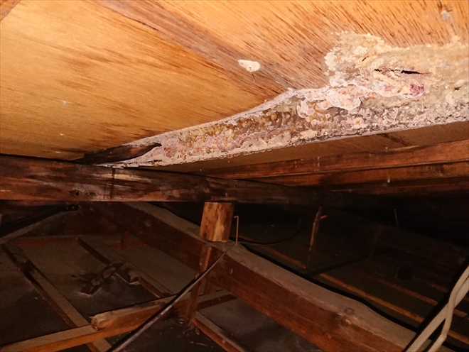 雨漏りによる小屋裏の腐食