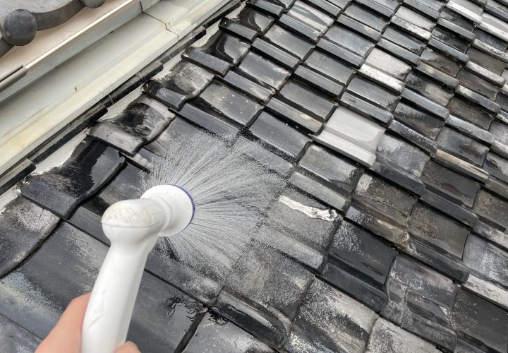 瓦屋根への散水