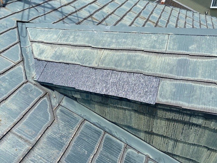 スレート瓦屋根の部分補修工事後の状態
