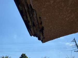 庇(ひさし)の破損状態を確認