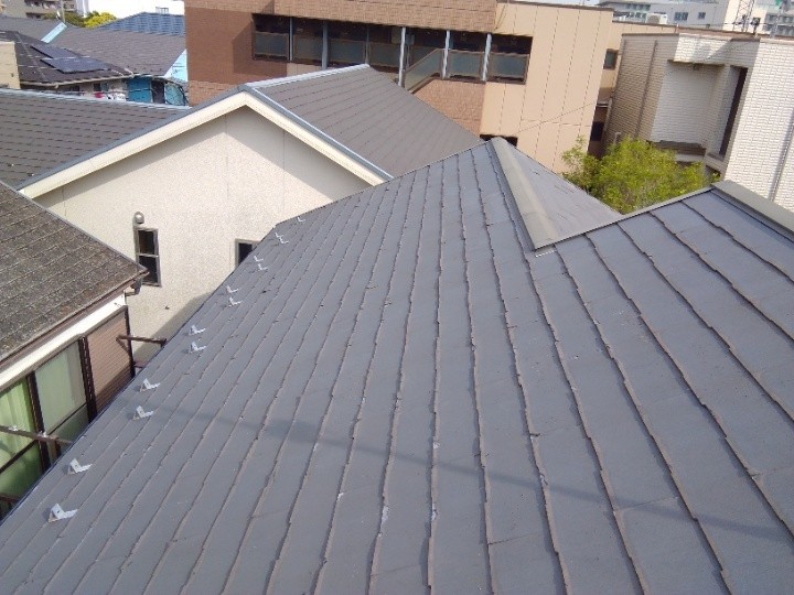 屋根材の数箇所が捲れている状態