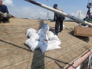 既存のセメント瓦の撤去作業工程
