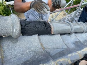 棟瓦の積み直し作業の工程