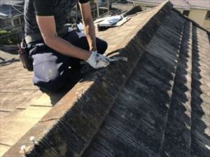 ステンレスビスによる棟瓦固定