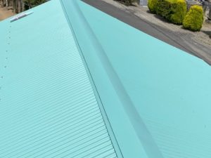 タフモックの上から棟板金を取り付け