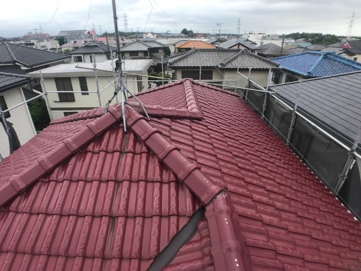 棟瓦取り直し工事後の屋根