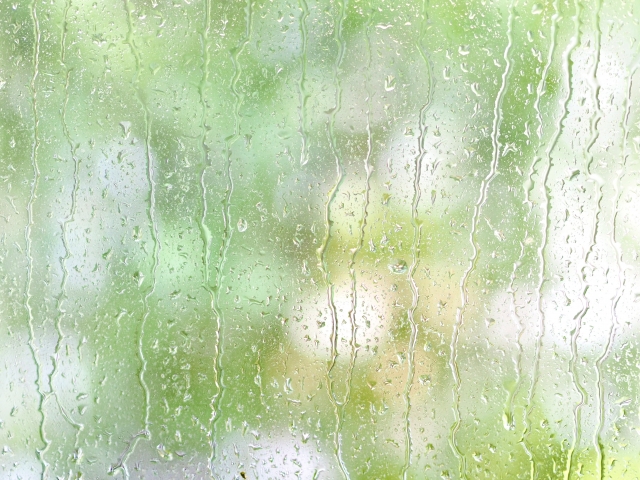 窓ガラスについた雨粒