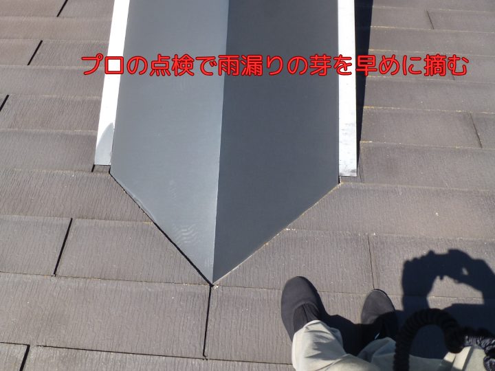 雨漏りを防ぐドーマーの棟板金補修作業