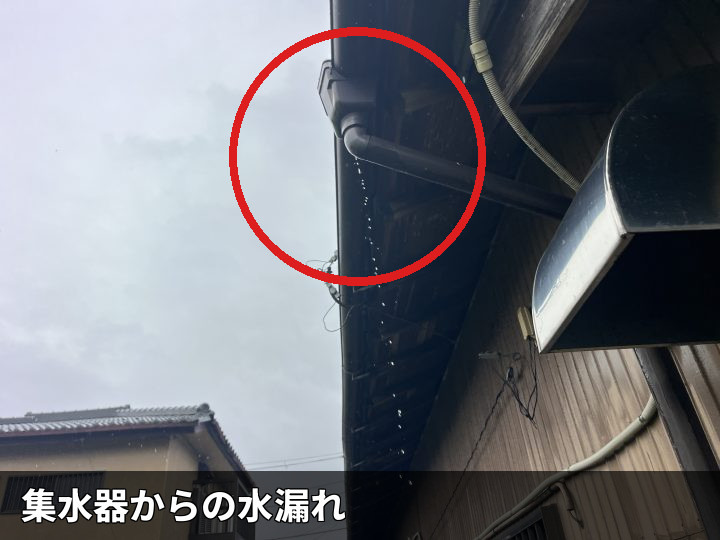 集水器付近の水漏れ