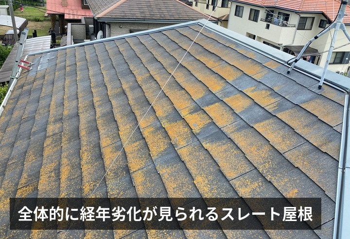 全体的に劣化が見られる屋根