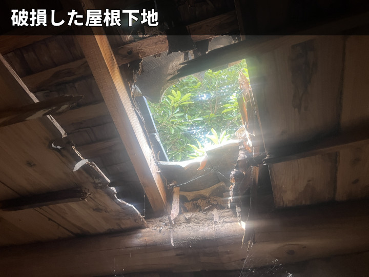 破損した屋根下地