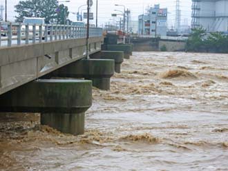 増水した川