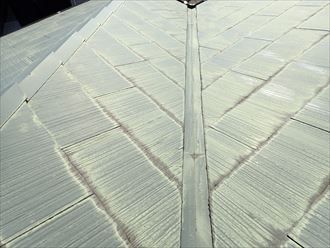 浦安市入船で行ったスレート屋根調査で谷板金の塗装が劣化しているので腐食に繋がります
