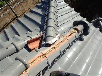 木更津市 崩れた棟瓦