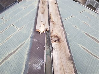 20191015_160836松戸市六実_スレート屋根調査 棟板金が飛散し防水紙が露出