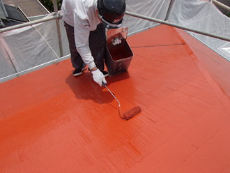 千葉市緑区　屋根塗装　外壁塗装　カラーシミュレーション　バルコニー防水　屋根の上塗り