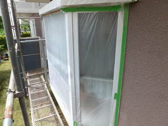 千葉市緑区　屋根塗装　外壁塗装　カラーシミュレーション　バルコニー防水　窓の養生